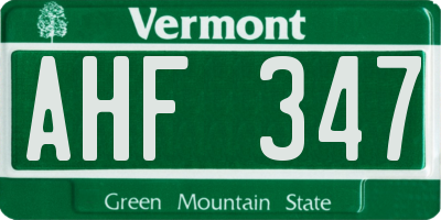 VT license plate AHF347