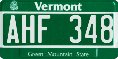 VT license plate AHF348