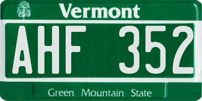 VT license plate AHF352