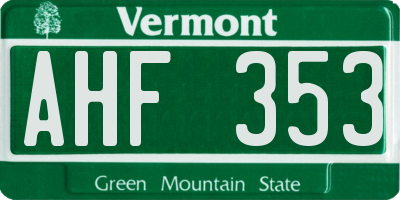VT license plate AHF353