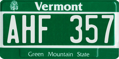VT license plate AHF357
