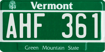 VT license plate AHF361