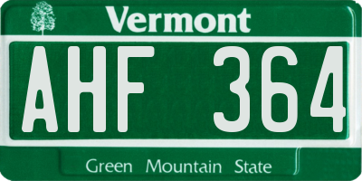 VT license plate AHF364