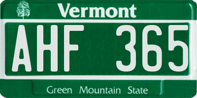 VT license plate AHF365