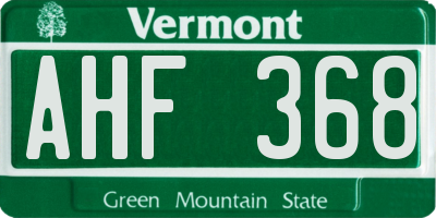 VT license plate AHF368