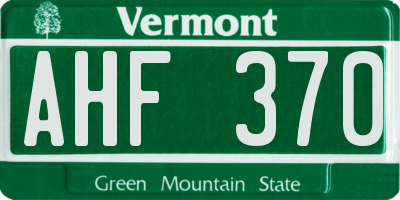 VT license plate AHF370