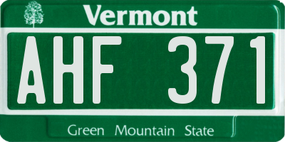 VT license plate AHF371