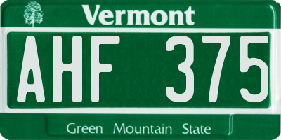VT license plate AHF375