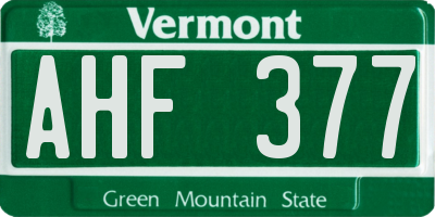 VT license plate AHF377