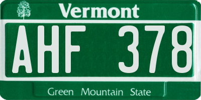 VT license plate AHF378