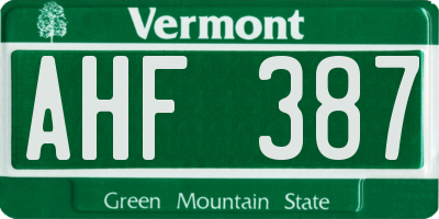 VT license plate AHF387