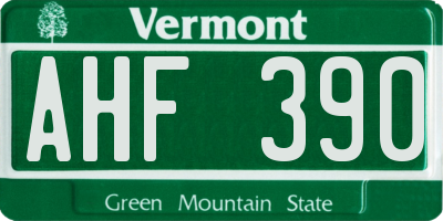 VT license plate AHF390