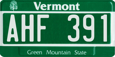 VT license plate AHF391