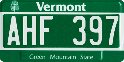 VT license plate AHF397