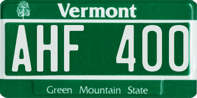 VT license plate AHF400