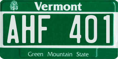 VT license plate AHF401