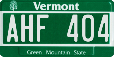 VT license plate AHF404