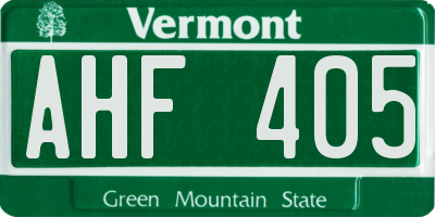 VT license plate AHF405