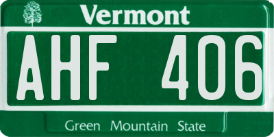 VT license plate AHF406
