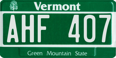 VT license plate AHF407