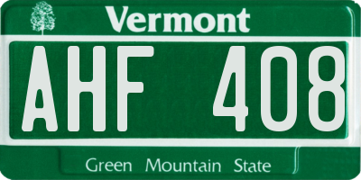 VT license plate AHF408