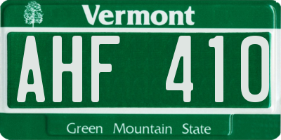 VT license plate AHF410