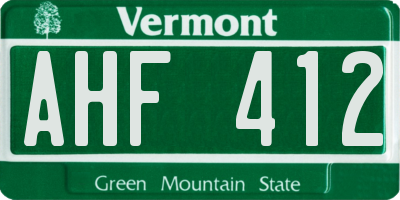 VT license plate AHF412