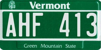 VT license plate AHF413