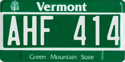 VT license plate AHF414