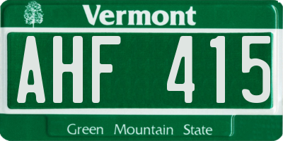VT license plate AHF415