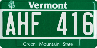 VT license plate AHF416