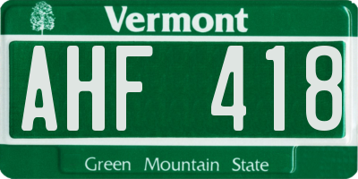 VT license plate AHF418