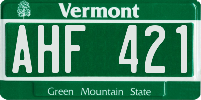 VT license plate AHF421