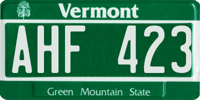 VT license plate AHF423