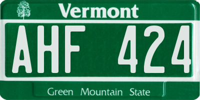 VT license plate AHF424