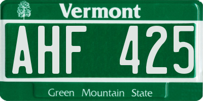 VT license plate AHF425