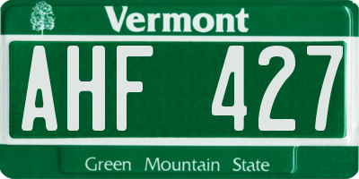 VT license plate AHF427