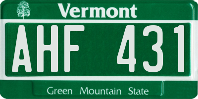 VT license plate AHF431