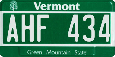 VT license plate AHF434