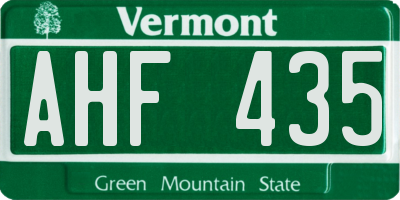VT license plate AHF435