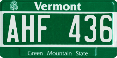 VT license plate AHF436