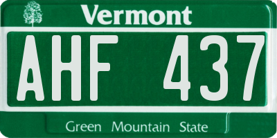 VT license plate AHF437