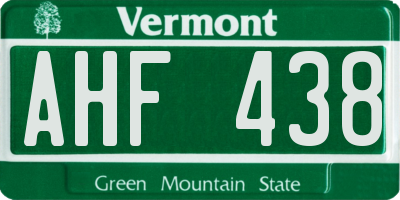 VT license plate AHF438