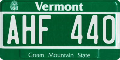 VT license plate AHF440