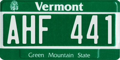 VT license plate AHF441