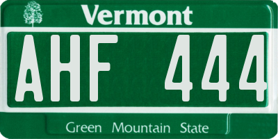 VT license plate AHF444
