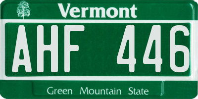 VT license plate AHF446