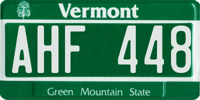 VT license plate AHF448