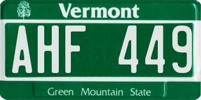 VT license plate AHF449