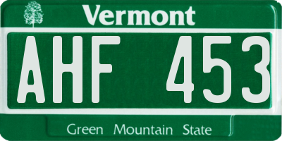 VT license plate AHF453